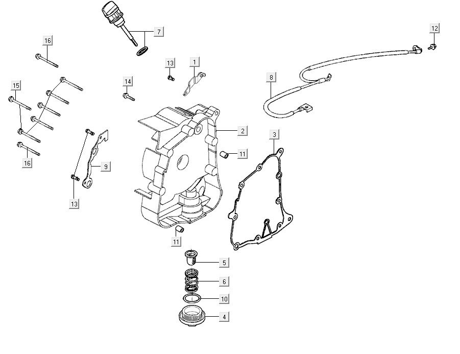Crankcase - Dipstick - Oil filter Kymco Agility 16