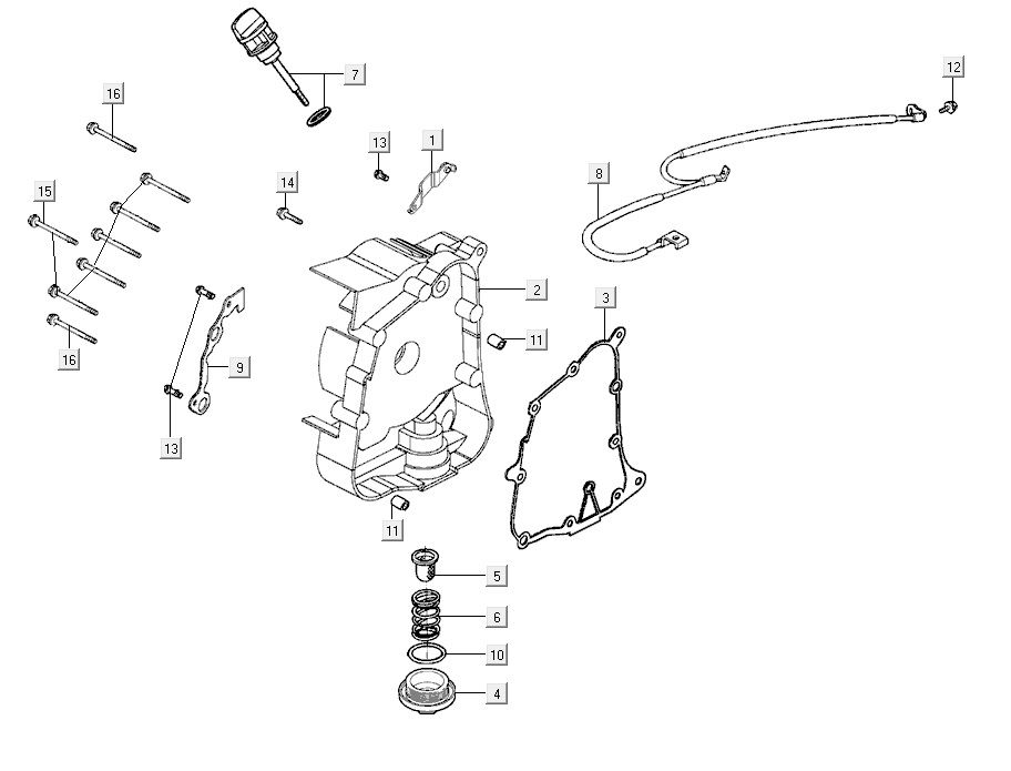 Crankcase - Dipstick - Oil filter Kymco Agility 16