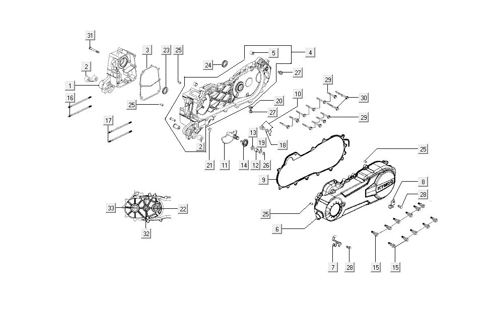 crankcase hood Kymco Super8 4-stroke from 2009 white
