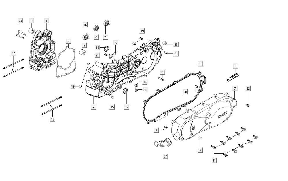 crankcase halves AGILITY 16+ 4T 200i Matte Metallic Silver