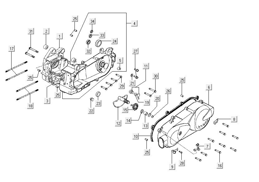 crankcase halves Kymco Agility 12 4-stroke 125 blue