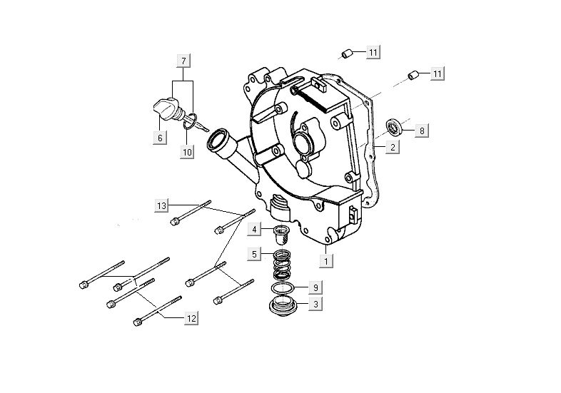 Crankcase - Crankcase cover - Kick starter shaft Kymco Agility RS 50 4T AC