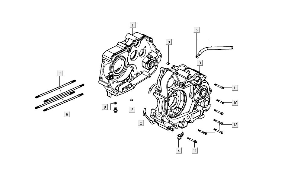 Crankcase - Crankcase cover - Kick starter shaft Kymco K-Pipe 50 4T AC glossy black