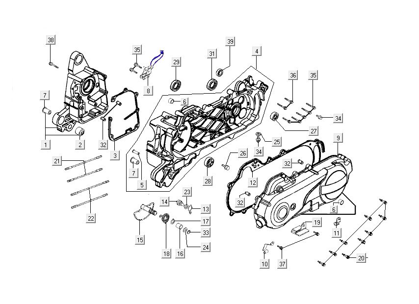 Crankcase Halves Kymco New Dink 4-stroke gold