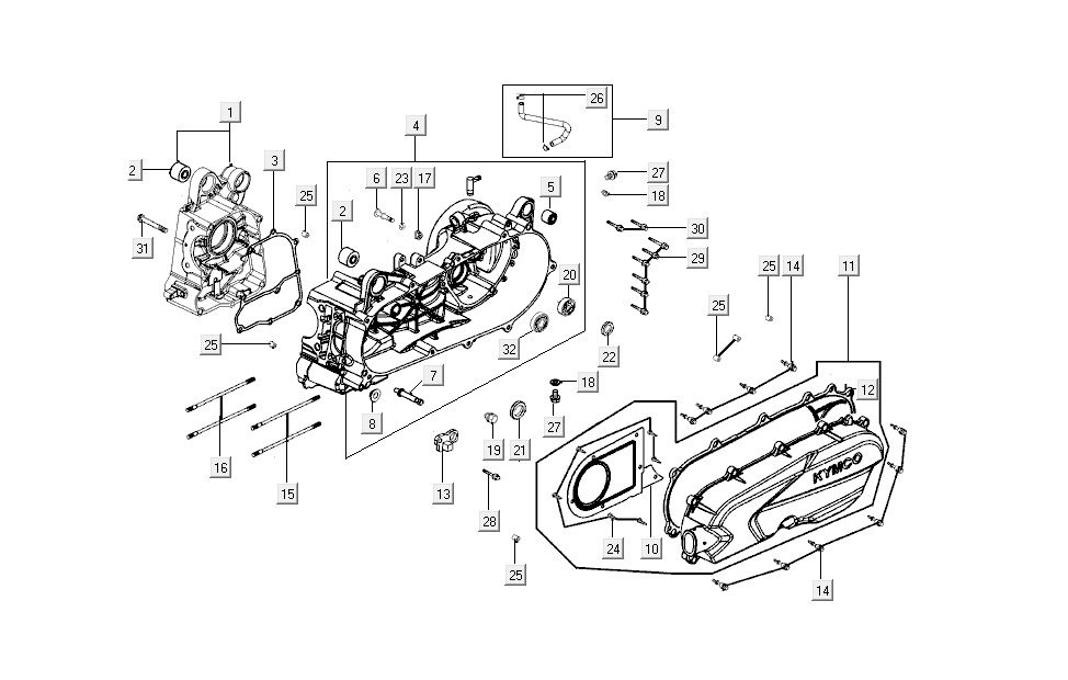 Crankcase Halves Kymco New Sento 4-stroke 50i gold