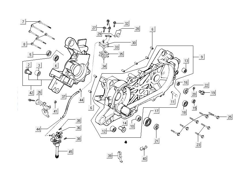 Crankcase halves Kymco Super9 ac om matt black yellow