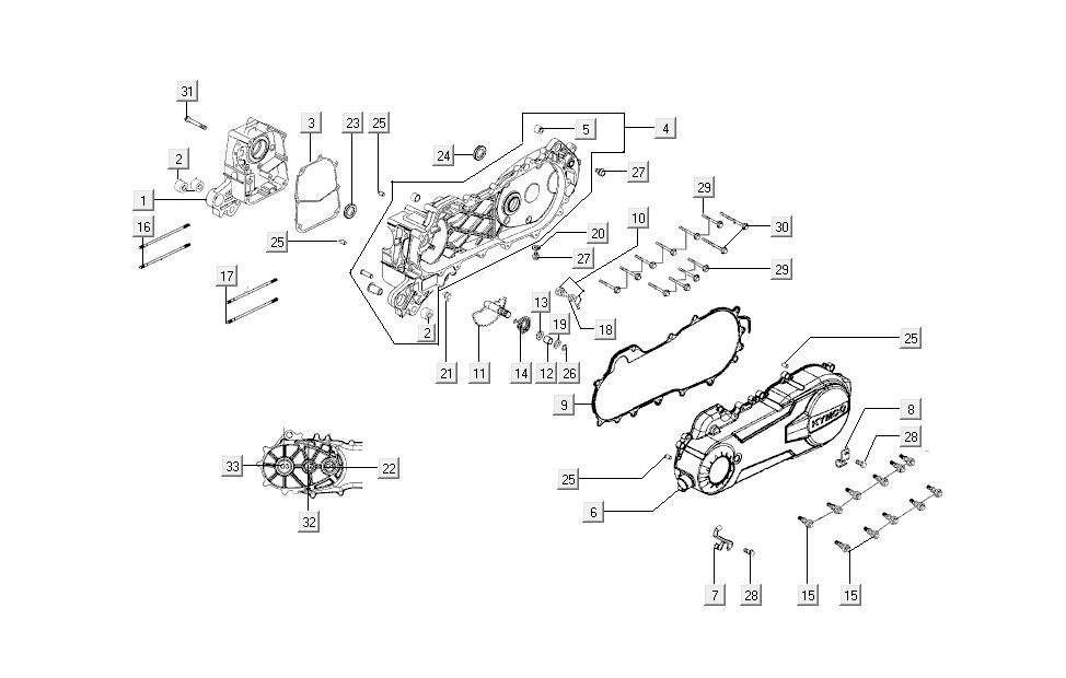 crankcase halves Kymco Super 8 4-stroke (2007-2009) Red black