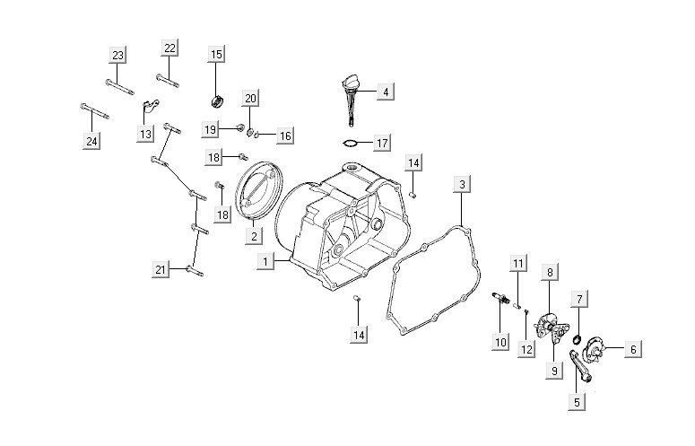 Crankcase clutch Kymco Activ 4-stroke red-black