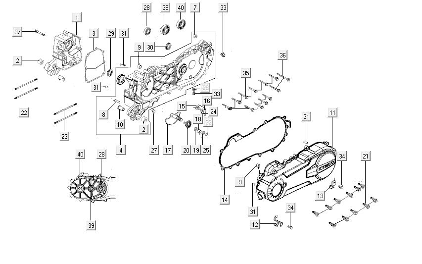 Crankcase cover Kymco City 16' 4-stroke white