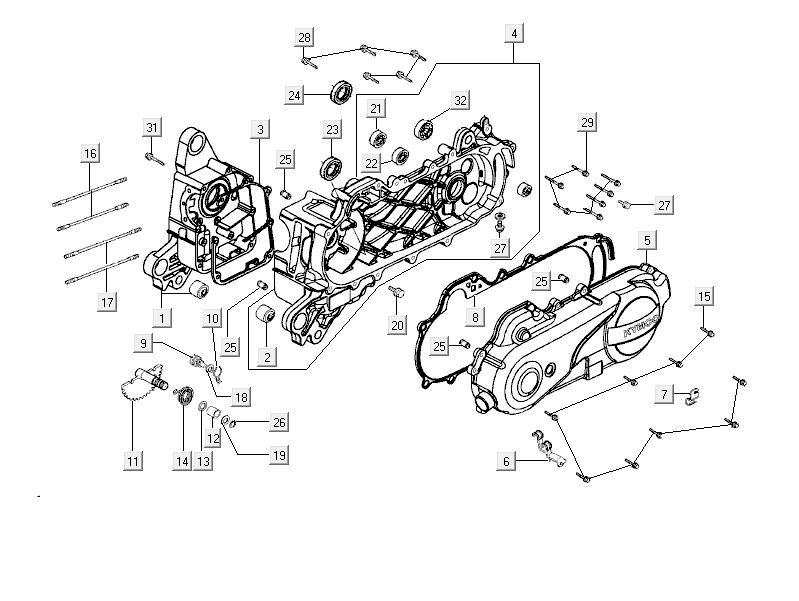 Crankcase cover Kymco Delivery 4-stroke white