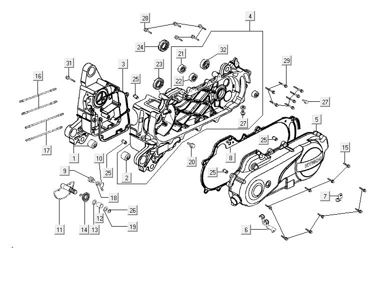 Kymco Vitality 4t ac diamond-black crankcase cover