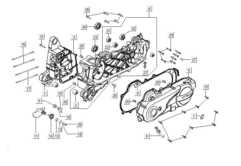 Crankcase cover Kymco VP50 4t ac brown metallic
