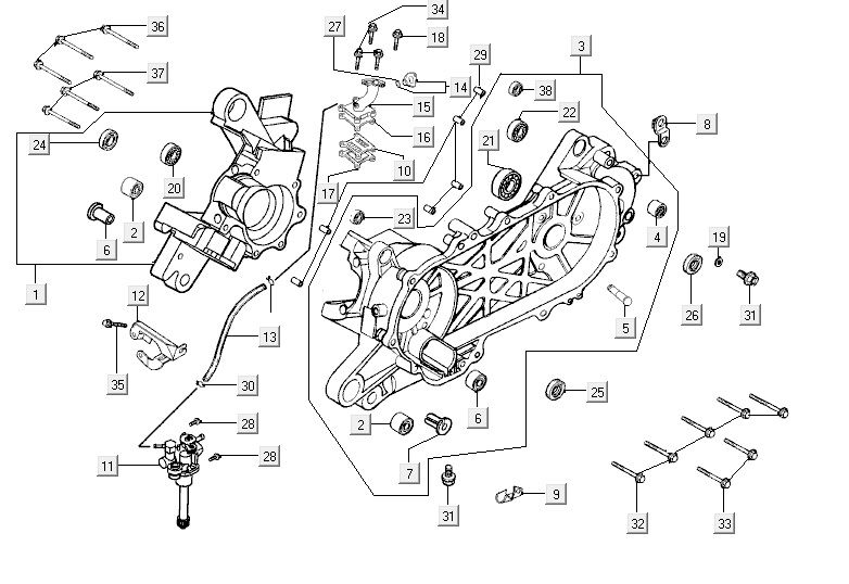 Crankcase oil pump Kymco Vitality 2t ac blue