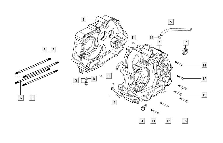 Crankcase Kymco Activ 4-stroke red-black