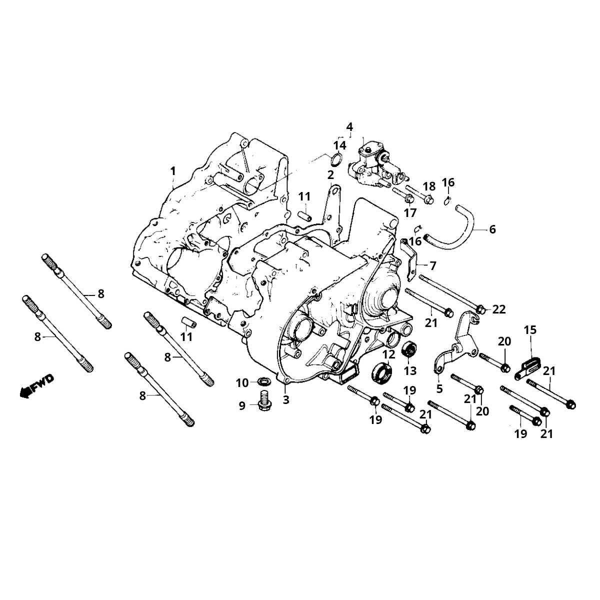Crankcases + oil pump Honda MB/MT/MTX 50
