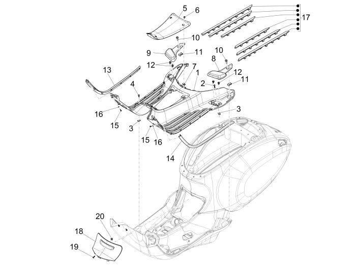 Footboard Vespa Sprint 4-stroke 2-valve white fusion 544
