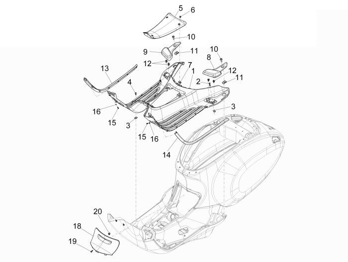 Footboard Vespa Primavera 4-stroke 2-valve white fusion 544