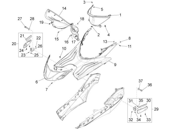 Running board Piaggio New Fly 4-stroke 4-valve