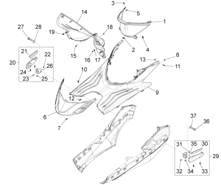 Footboard - Footrests Piaggio Fly 125 4T 3VG IE Euro 3