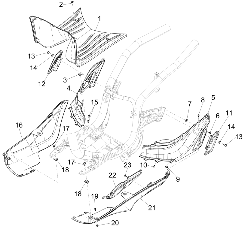 Central cover - Piaggio Liberty 50 4-stroke footrest