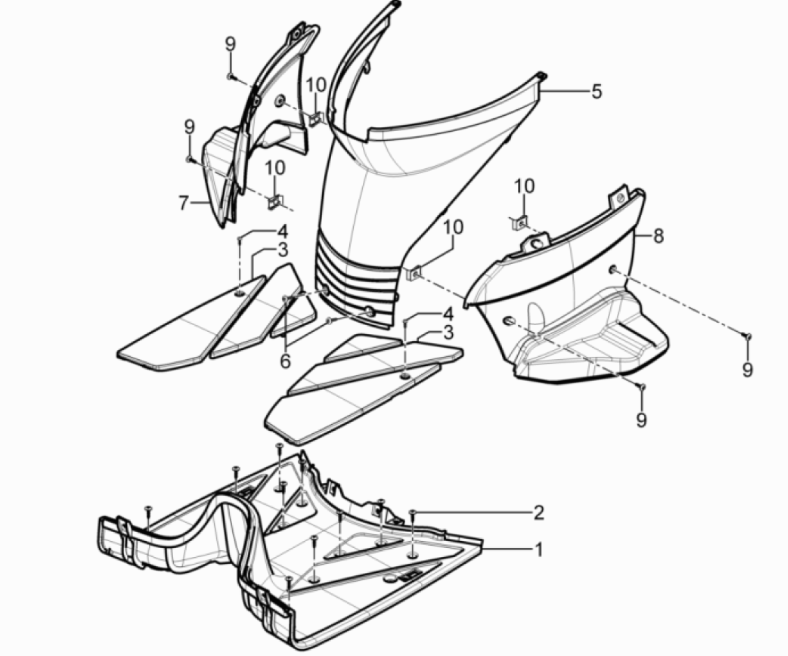 Footboard - Piaggio Typhoon 2-stroke Euro 3 2011 footrest