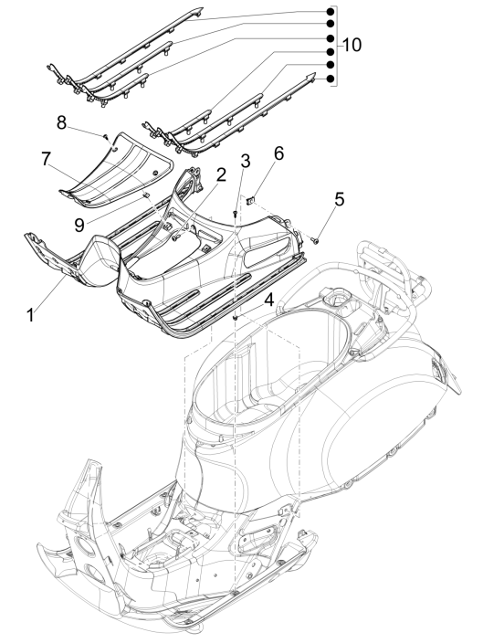 Central cover - Vespa GTS 125 4T E4 ABS 2019 footrest (EMEA)