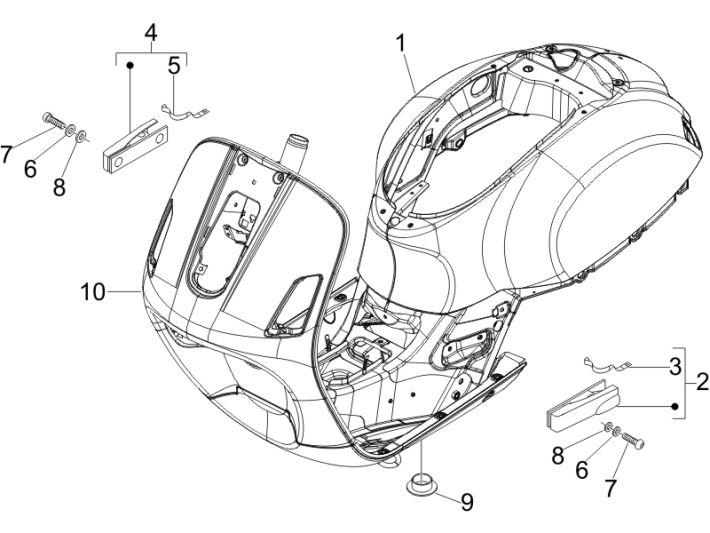 Chassis/Frame Vespa GTS 250 ie 2005-2009 (with ABS) yellow 928