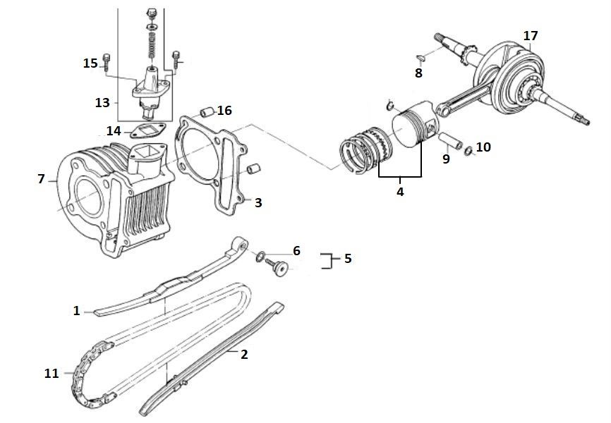 Cylinder - Crankshaft GY6 10 / 12 inch Euro 4 2018→ l up to and including n