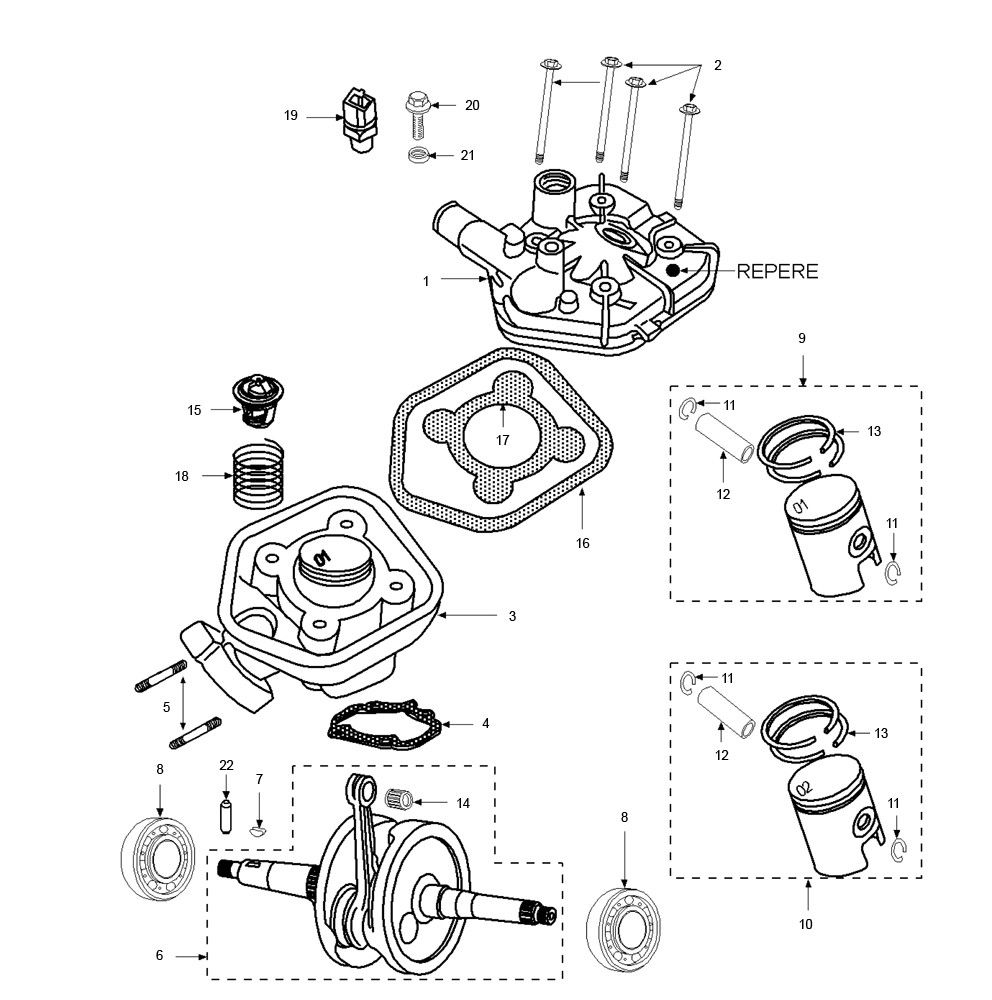 Cylinder Crankshaft Peugeot Speedfight 2 LC E2 2-Stroke