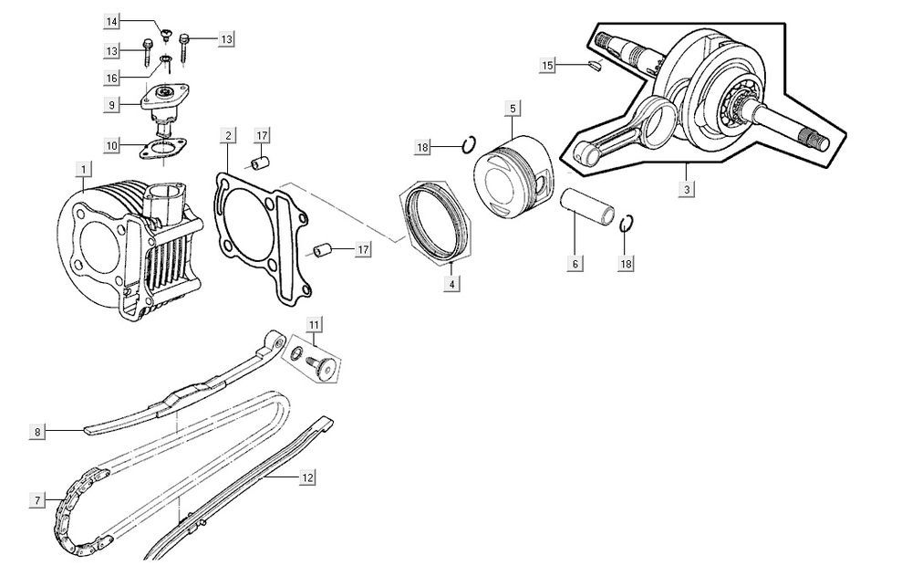 cylinder-crankshaft AGILITY CITY 16 4T 125
