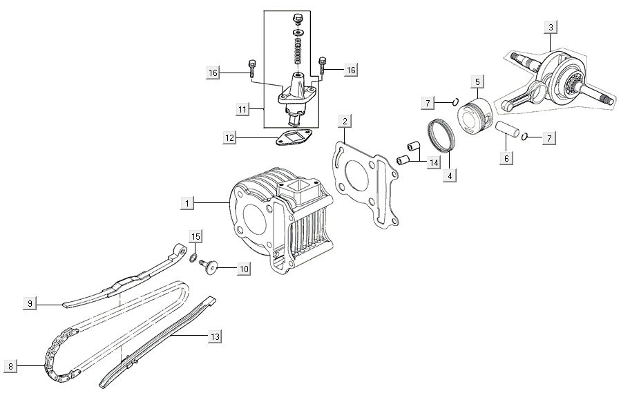 Cylinder-crankshaft Kymco Agility 16'+ 4t matt metalic blue