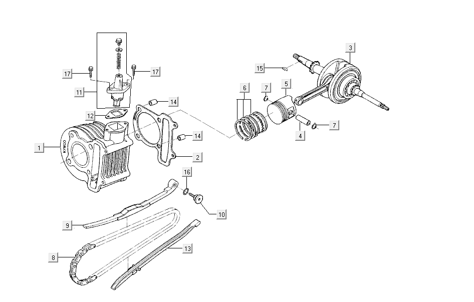 Cylinder-Crank Kymco Agility Delivery 4-stroke euro4 white
