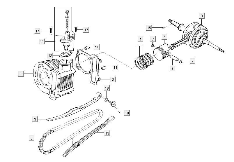Cylinder crankshaft Kymco Carry 4-stroke injection euro4 white