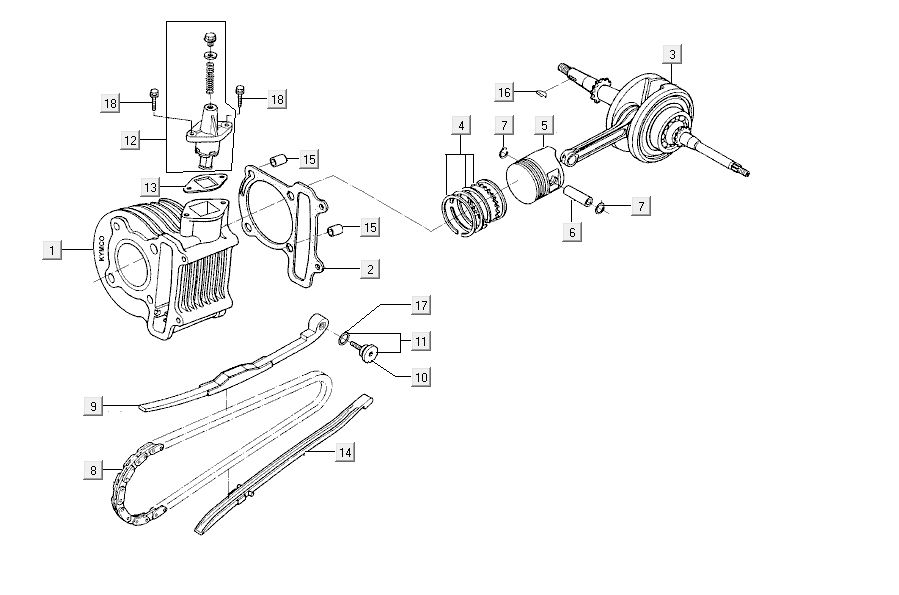 Cylinder - Crankshaft Kymco Carry 50 4T AC black