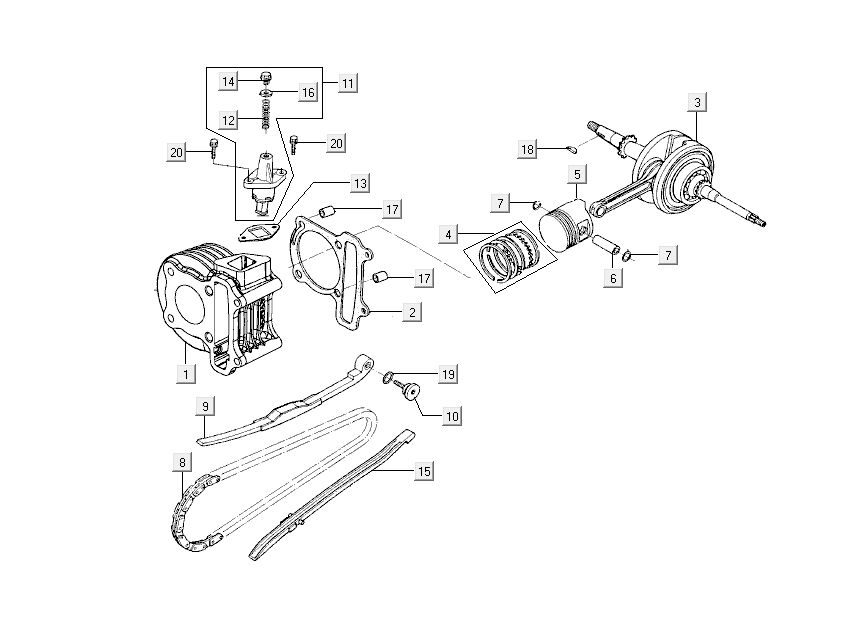 cylinder-piston-crankshaft Kymco Sento 4-stroke Pink