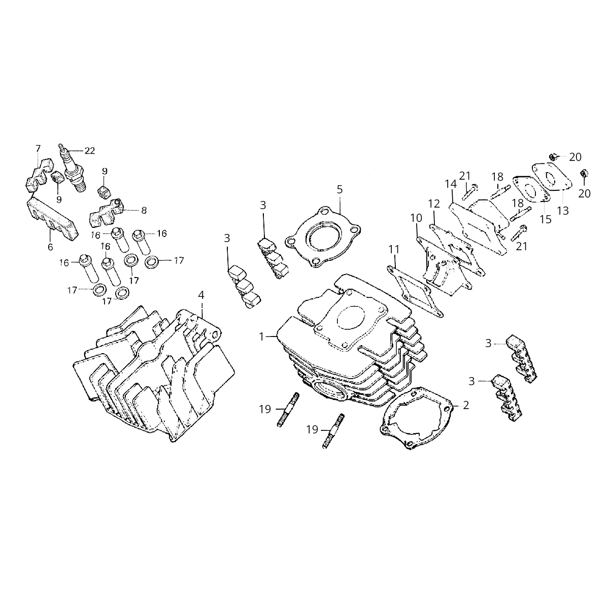 Cylinder - Cylinder Head - Intake Manifold Honda MB/MT/MTX 80