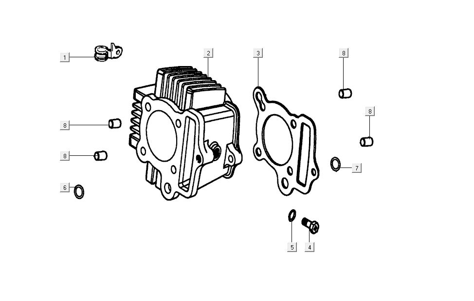Cylinder Kymco K-Pipe 50 4T AC white