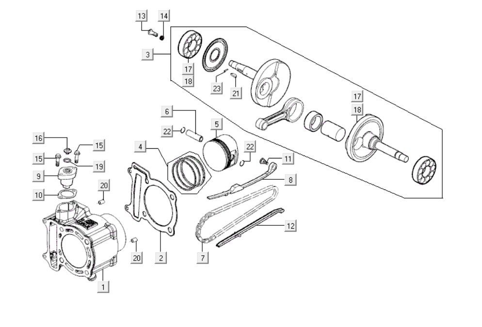 Cylinder - Piston - Crankshaft Kymco People S 300i 4T LC