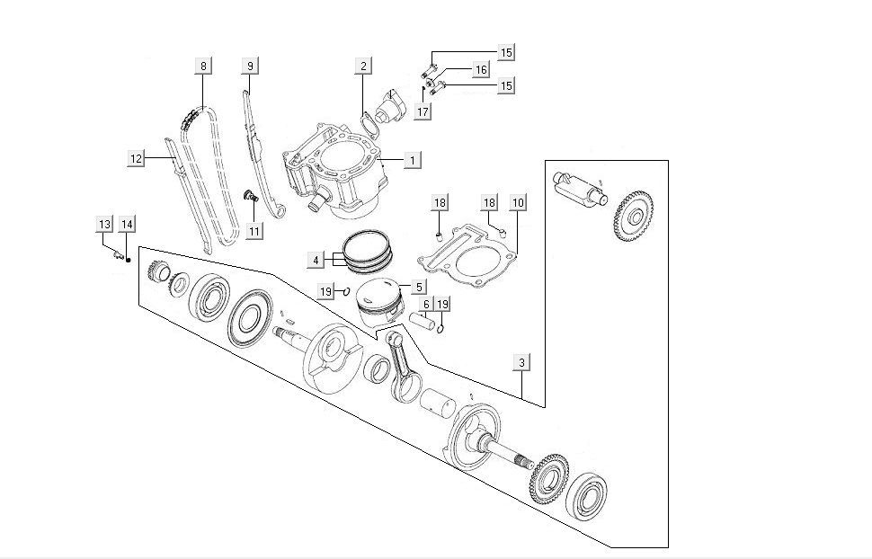 Cylinder/piston/ crankshaft Kymco MXU 300