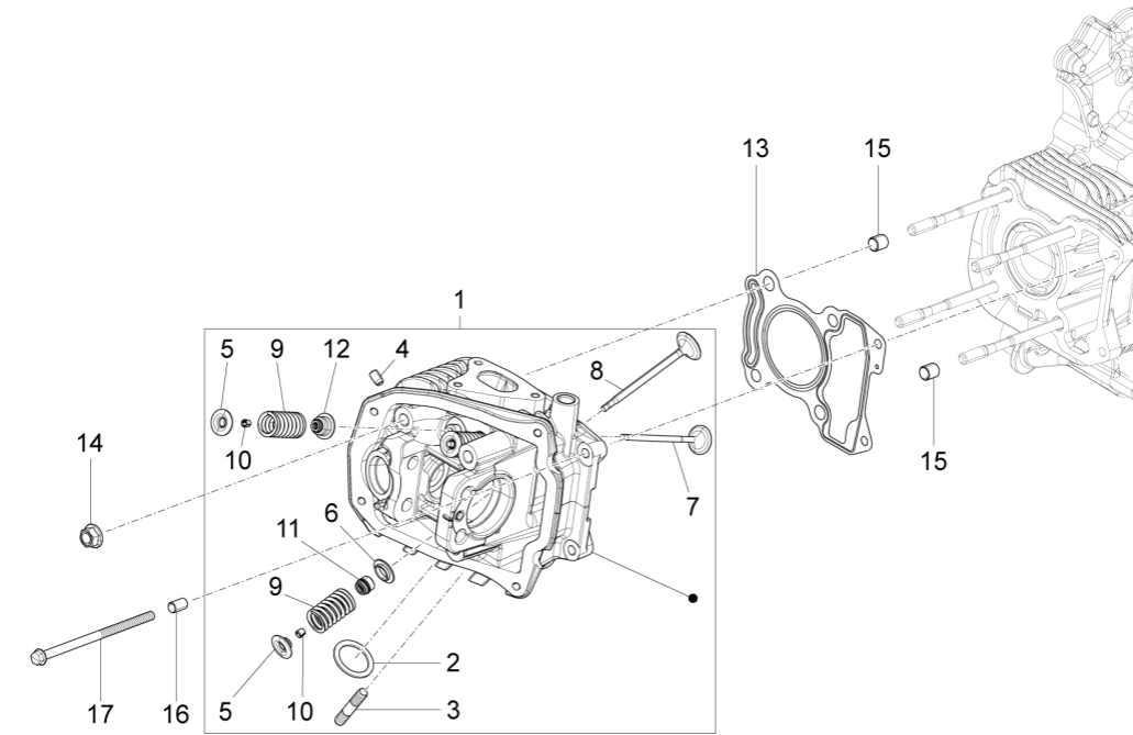 Cylinder/Valve Group Vespa Sprint 125 4T 3V IE ABS