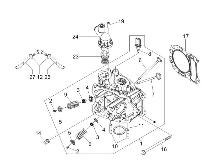 Cylinder head/valve group Gilera Runner 200cc VXR 4-stroke 2006