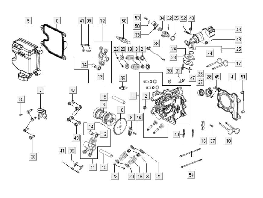 Cylinder head Kymco Downtown 125i 4T LC