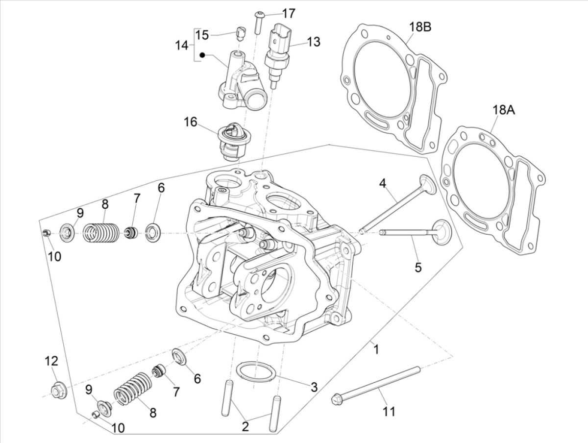 Cylinder Head Vespa GTS 300 HPE 4T 4V IE ABS E4 2019 (EMEA)