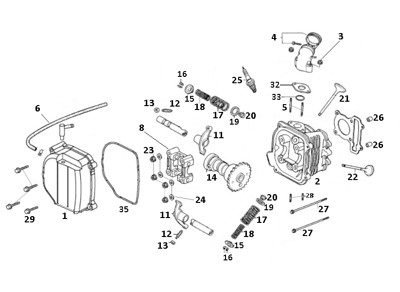 Cylinder head GY6 10/12 inch (EURO 4; after 2018)-Cilinderkop GY6 10 / 12 inch (EURO 4 na 2018) p tm s