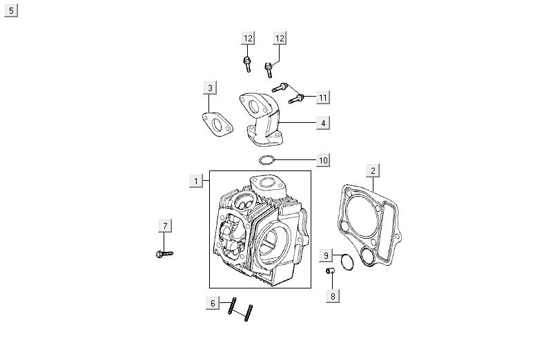 Cylinder head Kymco Activ 4-stroke red-black