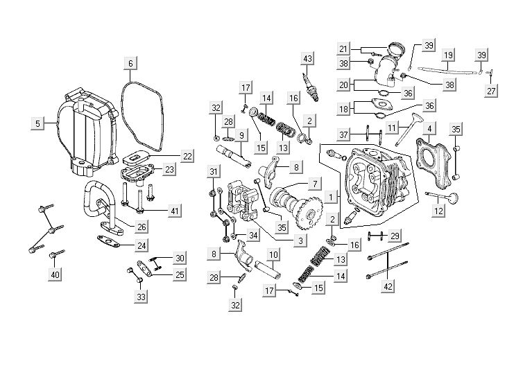 Cylinder head Kymco Agility 12' 4-stroke sporty blue