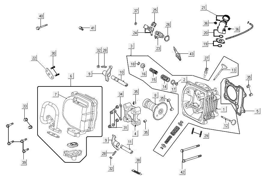 Cylinder head Kymco Agility 16'+ 4-stroke injection euro4 Red