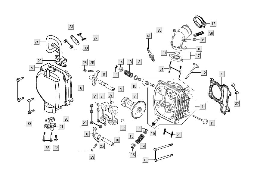 Cylinder head Kymco People S 50 4T AC deep sea blue