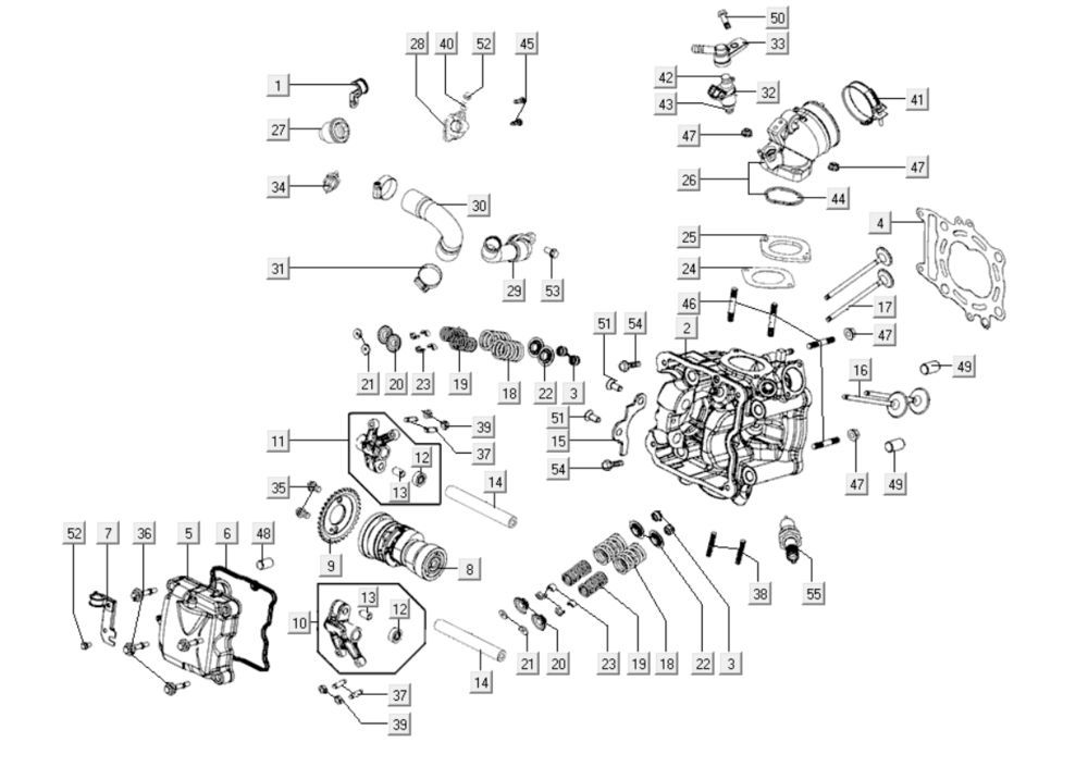Cylinder head Kymco Xciting 400i Matt Black