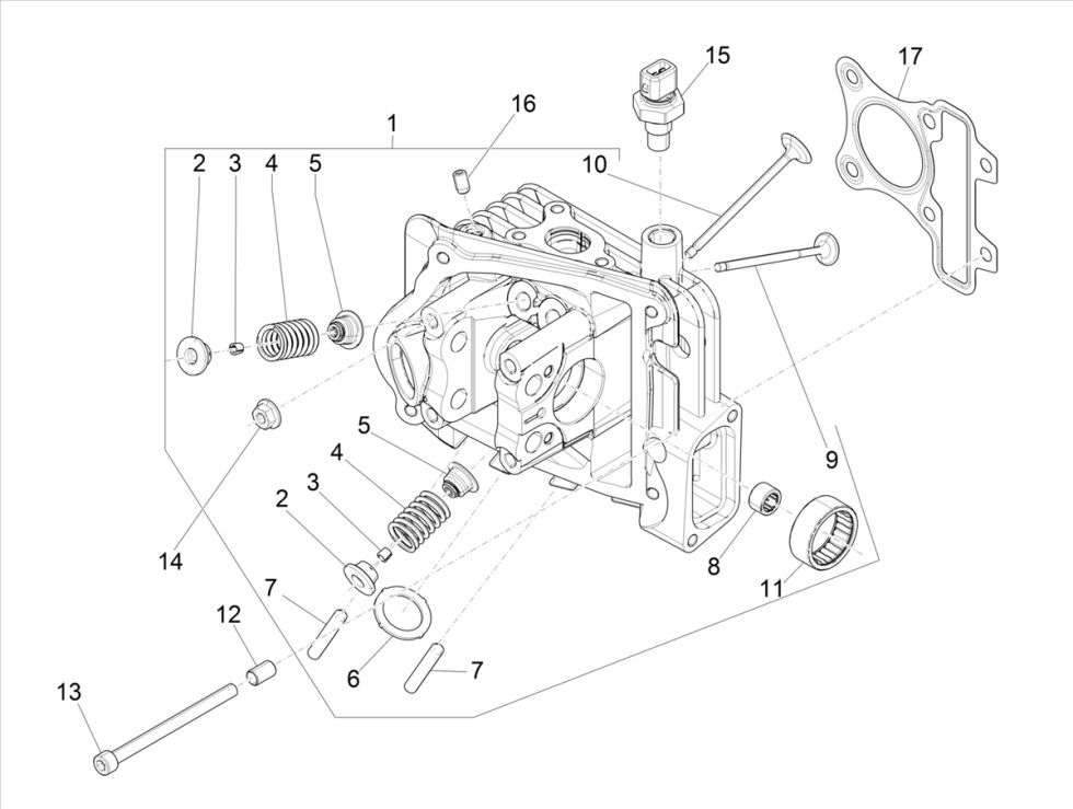 Vespa Primavera 4-stroke 3V cylinder head (Euro5 injection IGET)
